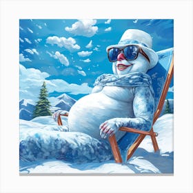 Snowman In The Chair Canvas Print