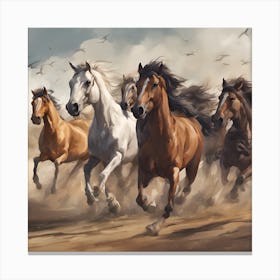 Horses Running In The Desert Canvas Print