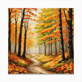 Forest In Autumn In Minimalist Style Square Composition 51 Canvas Print