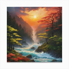 Sunset In The Mountains Canvas Print