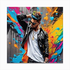 Man With Colorful Paint Splashes Canvas Print