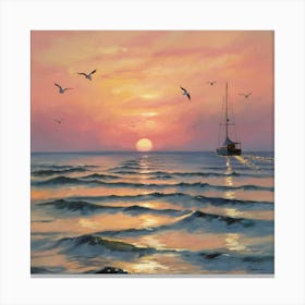 Sailboat At Sunset Canvas Print