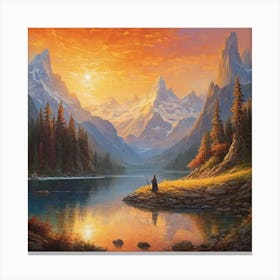 'Sunset At The Lake' Canvas Print