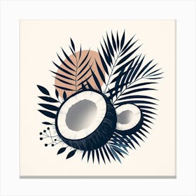 Scandinavian style, Coconut on palm leaf Canvas Print