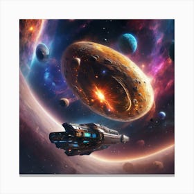 Spaceship In Space Canvas Print