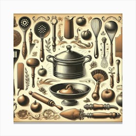 Vintage Kitchen Utensils 5 Canvas Print