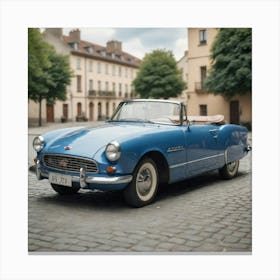 Classic Car On A Cobblestone Street Canvas Print