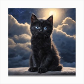 Black Kitten In The Moonlight Canvas Print