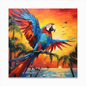 Parrot At Sunset Canvas Print