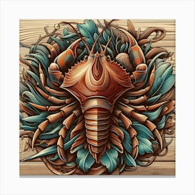 Detailed Wooden Lobster Artwork Canvas Print