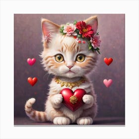 Valentine Kitten Canvas Print