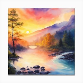 Sunset By The River 1 Canvas Print