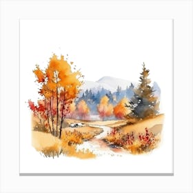 Watercolor Autumn Landscape 29 Canvas Print