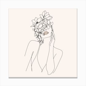 Flower Head Female Head Print Canvas Print