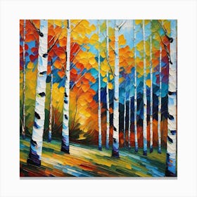 Birch Trees In Autumn 9 Canvas Print