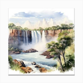 Watercolor Of A Waterfall 4 Canvas Print