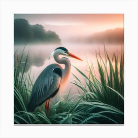 Heron At Sunrise Canvas Print