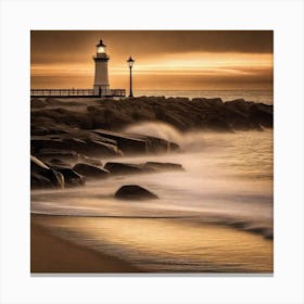 Lighthouse At Sunset 30 Canvas Print