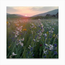 Wildflowers At Sunset Canvas Print