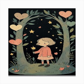 Little Girl In The Forest Canvas Print