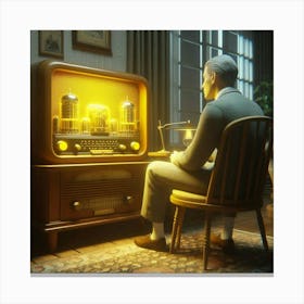 Old Man With Radio Canvas Print