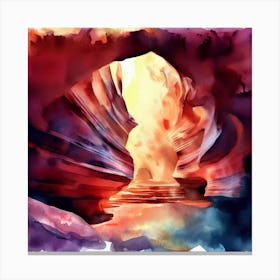 Antelope Canyon Watercolor Painting Canvas Print