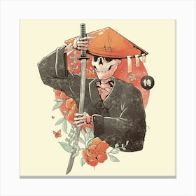 Samurai Skull - Floral Sword Death Gift 1 Canvas Print