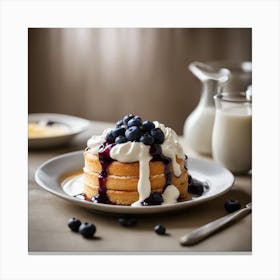 Pancakes With Blueberries Canvas Print