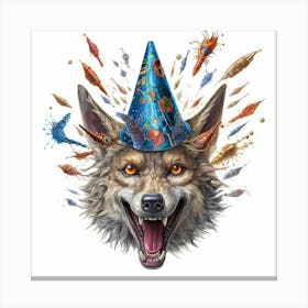 Wolf In A Party Hat Canvas Print