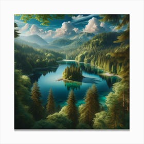 Lake In The Forest Canvas Print