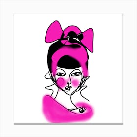 Girl With Pink Bow Canvas Print