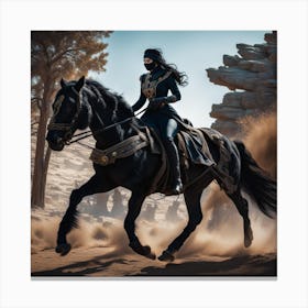 Woman Riding A Horse Canvas Print