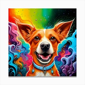 Happy Dog Splash Art Style Canvas Print