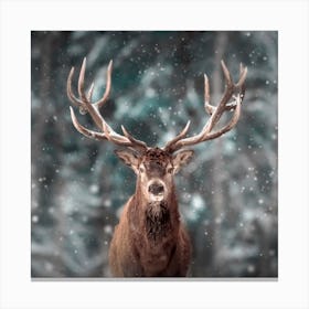 Stag In The Snow 1 Canvas Print