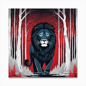 Lion In The Forest Canvas Print