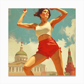 Soviet Themed Retro Dancing In Mother Russia Canvas Print