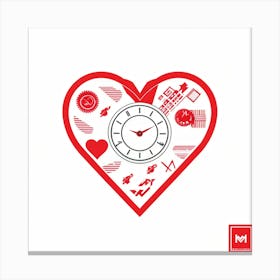 A Symbol Where The Hourglass Morphs Into Currency Forming A Heart With Intertwining Clock Hands Co Canvas Print