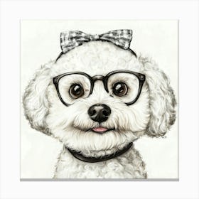 Poodle With Glasses 3 Canvas Print