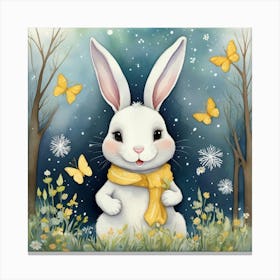 White Rabbit With Yellow Scarf Canvas Print