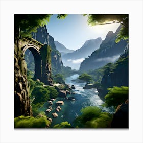 Bridge In The Mountains Canvas Print