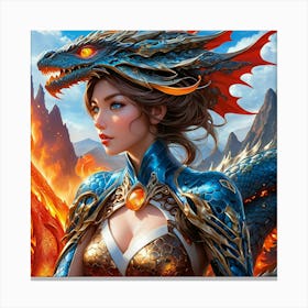 Girl With A Dragon jkb Canvas Print