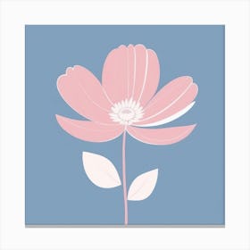 A White And Pink Flower In Minimalist Style Square Composition 559 Canvas Print