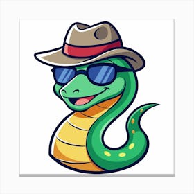 Snake Wearing Sunglasses And Hat Canvas Print