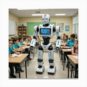 Robot In Classroom 5 Canvas Print