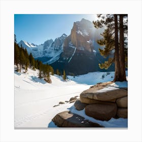 Snowy Mountain Landscape Canvas Print