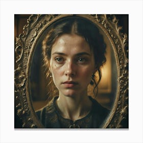 Girl In A Mirror Canvas Print