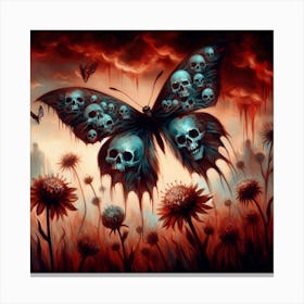 Skulls And Butterflies Canvas Print