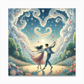 Couple Dancing In The Clouds 1 Canvas Print