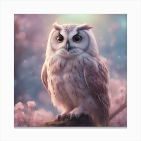 Dreamy Portrait Of A Cute Owl In Magical Scenery, Pastel Aesthetic, Surreal Art, Hd, Fantasy, Fairyt Canvas Print