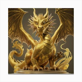 Golden Dragon Statue Canvas Print